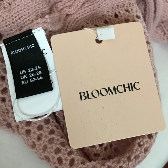 BLOOMCHIC Open Knit Sweater Tunic Side Ruching Pink Women’s Plus Size 22-24 3X - Picture 9 of 16